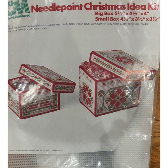 Columbia Minerva Needlepoint Christmas Idea Kit Holiday Boxes 8235 - Picture 2 of 6